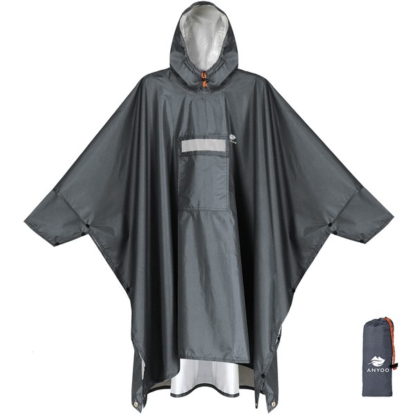Anyoo Lightweight, Waterproof Rain Jacket, Reusable, Ripstop, Breathable, Multi-Purpose Raincoat