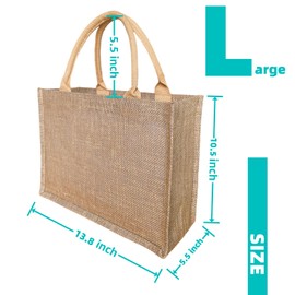 GOQAGA burlap tote bags jute bridesmaid gift burlap gift bags with handles leisure travel vacation 12.5×5×9.8 inch M