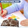 Suhoaziia Brown Cow Print Pencil Case Large Capacity Pencil Pouch