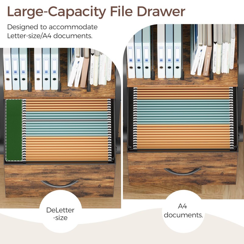 MAHANCRIS Small File Cabinet, Rolling Filing Cabinet for Under Desk