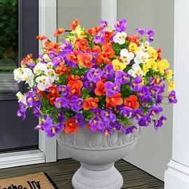Dolicer 8 Bundles Look Real Artificial Flowers for Outdoors, UV Resistant Fake Outdoor Flowers Outdoor Artificial Flowers Realistic Silk Flowers for Outside Faux Plants Flowers for Porch Patio Garden