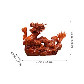 1 Pcs Wooden Dragon Handmade Sculptures Statues 2024 Chinese Zodiac Year Wooden Color Figurine for Luck and Success Handcrafted Accent Decoration Artwork