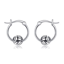 ONEFINITY Volleyball Hoop Earrings 925 Sterling Silver Sports Earrings Volleyball Jewellery for Women, Sterling Silver, No Gemstone