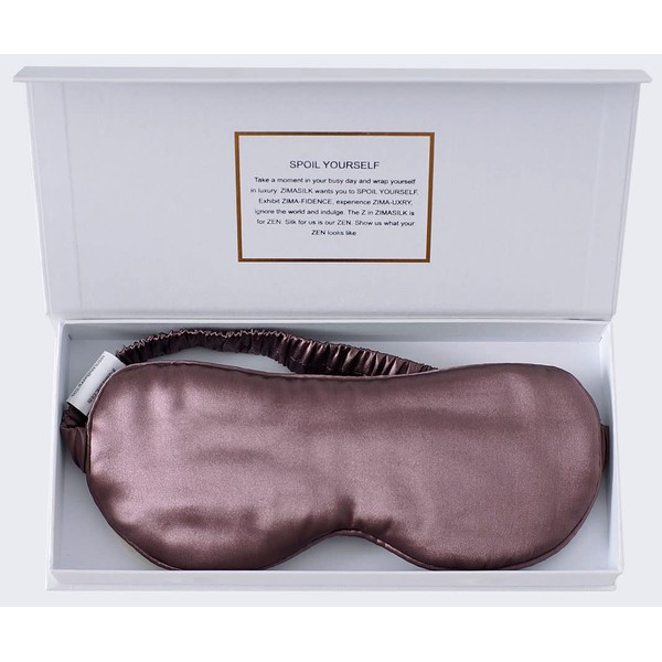ZIMASILK 100% 22Momme Mulberry Silk Sleep Mask for Sleeping, Filled with Premium Mulberry Silk, Softest & Breathable Silk Eye Sleeping Mask (Gray Purple)