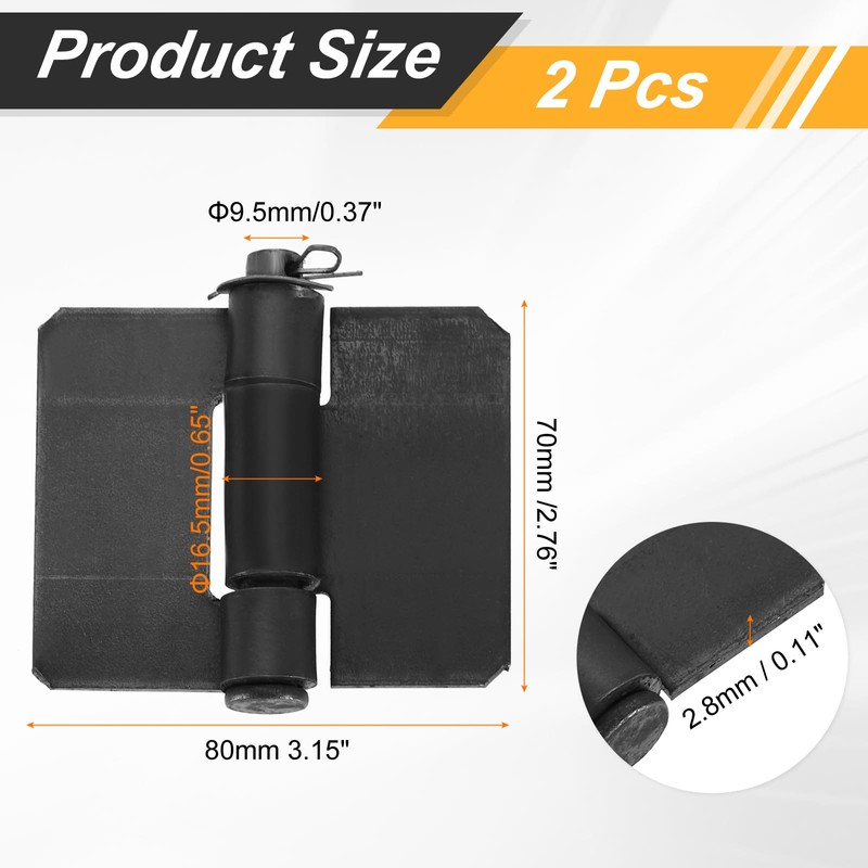 sourcing map 2 Pack Heavy Duty Weldable Hinges, 2.76" x