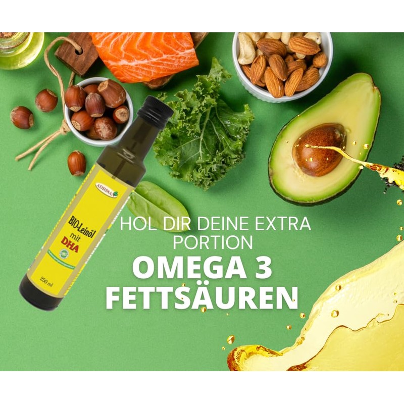 Adrisan Linseed Oil Organic * with DHA 250ML – Dietary Supplement