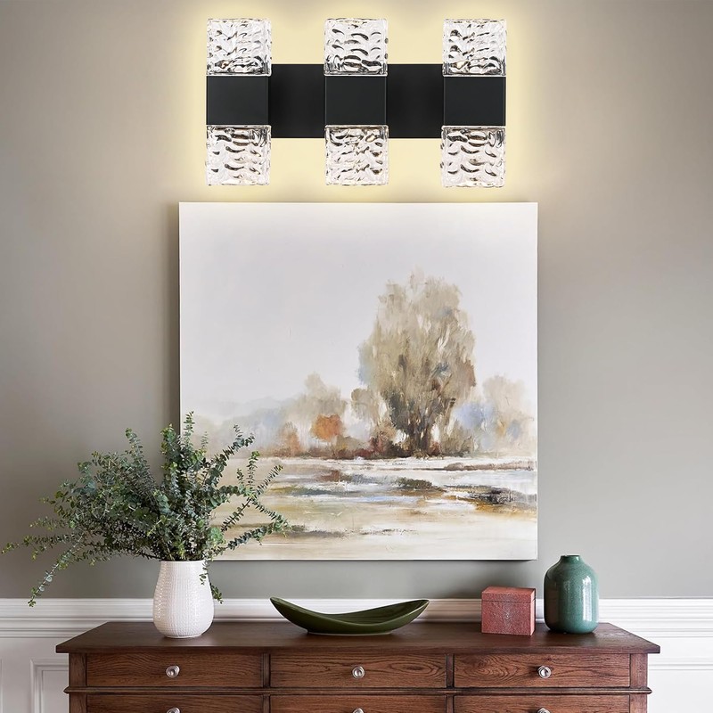 MELUCEE Modern LED Bathroom Lights Over Mirror 24W Dimmable Crystal