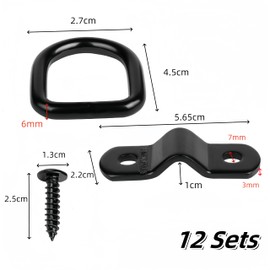 12 Sets Heavy Duty Steel D-Rings Anchor Lashing Ring Tie Down Ring,1/4" D Lashing Ring Cargo Tie Down Anchors,2400 Pound Capacity Heavy Duty Tie Down Anchorsfor Trailer,Trucks RV Camper Van Boats