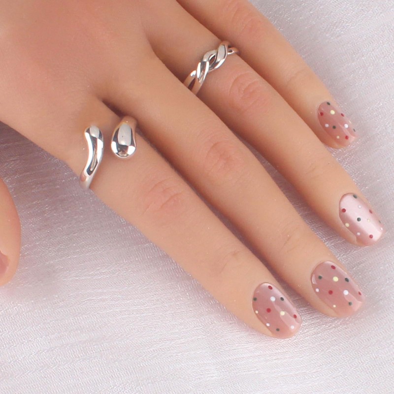 10 Pcs Nail Tips, Dot Nails, Stylish, Cool, Pop, Easy