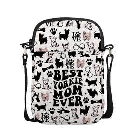 FUNYSO Yorkie Gift Yorkshire Terrier Puppy Dog Lover Gift Yorkshire Terrier Gift Best Yorkie Mom Ever Crossbody Bag (YORKIE MOM cb UK)