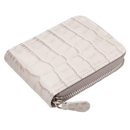 Factory Zen Sakura Coin Purse, Women's Wallet, Boxed, Crocodile, Box Type, Compact, Genuine Leather, white (off-white)