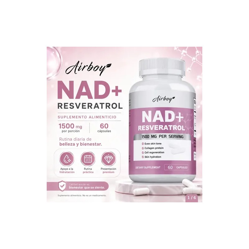 Suplemento Nad Resveratrol 1500mg 60 Cápsulas Adulto