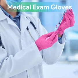 FifthPulse Fuchsia Hot Pink Nitrile Disposable Gloves - Case of 1000 3 Mil Nitrile Gloves Medium - Powder and Latex Free - Surgical Medical Exam, Food Safe Cooking