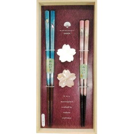 Kawai Gift Set Chopsticks Rest Assortment Flower Oboro Size: Chopsticks Approx. 8.3 inches (21 cm), Approx. 9.1 inches (23 cm), Package: Approx. W12 D26 H2.3 028910