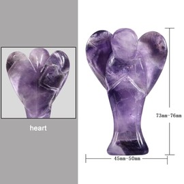 Nupuyai 3" Amethyst Guardian Love Heart Crystal Angel Statue, Carved Pocket Angel Figurine Spiritual Healing Stone Ornament for Home Office Decor