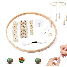 Sertay Wooden Mobile Frame, Wooden Ring Mobile, DIY Wooden Mobile Frame, for Home Textiles, Ornaments, Hanging on the Door, Hanging on the Crib, Window (Pack of 41)