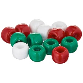 Darice Pony Opaque Xmas Beads (720/ Pack), 6mm by 9mm, Red/White/Green
