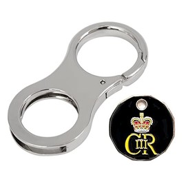 Coin Clip Key Ring Trolley Token Metal Holder Keyring For New and Old £1 Coins, €1. With Charles 3 rd Royal Coronation trolley Tokens (Black)