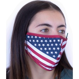 Headmost Comfymask 3 Layer Large Fabric Facemask: Water Repellent, Washable, Breathable & Toggle Adjustable Face Mask (US FLAG RED)