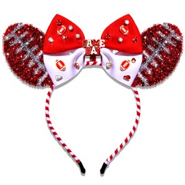 NVENF Football Headband Accessories for Women Red White Game Day Headbands Cheer Mom Accessories Essentials Game Day Outfits Football Party Decors Gifts (Red White)