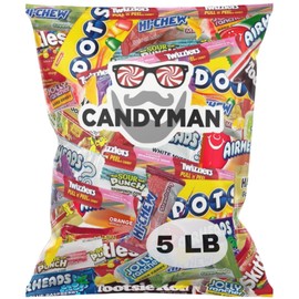 CANDYMAN Assorted Candy Variety Pack 5lbs of Candies Stuffers, Easter Basket Stuffers, Bulk Candy for Party Favors Goodie Bags for Birthday Party, Candies in Bulk Individually Wrapped