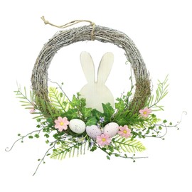 FRANK FLECHTWAREN Wooden Bunny Wreath, Brushwood, Plastic, Dimensions: Diameter 31 x 8 cm