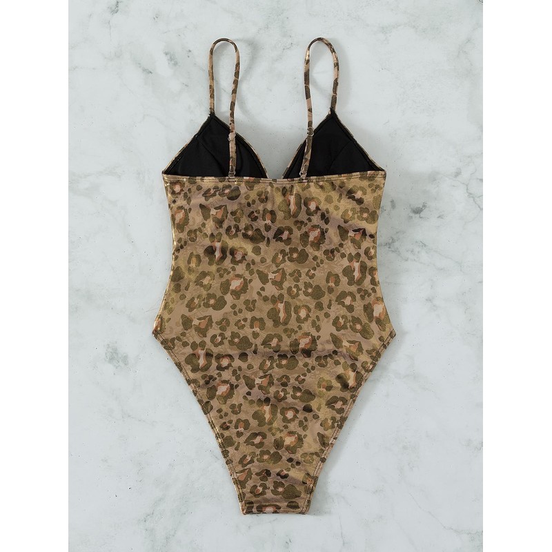 YAUASOPA Sexy Liquid Metallic Glitter One piece Push Up Swimsuit