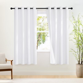 NICETOWN 100% Blackout Curtains 72 inches Long with Thermal Insulated White Liner, 52" W x 72" L, Set of 2, Thermal Insulated Privacy Window Treatment for Kitchen, 1 Panel, Pure White