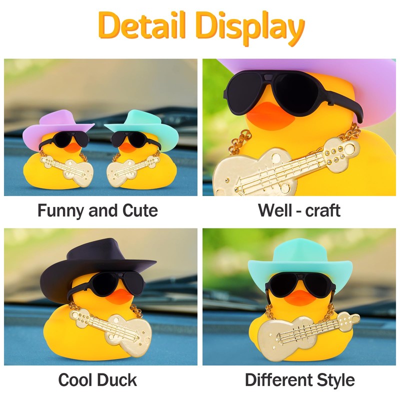 wonuu Car Dashboard Decor Guitar Rubber Duck, Car Ducks Ornaments