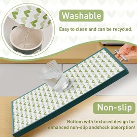 Shelf Liners for Kitchen Cabinets Non-Adhesive 12in X 11.8Ft, Cabinet Liner for Shelves Non Slip Thick Strong Grip Bathroom Cupboard Liner Drawers, Easy to Clean Waterproof/Washable Green Heart