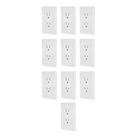 Kit 10 Placas Doble Contacto Polarizado Y Aterrizado Blanco Blanco