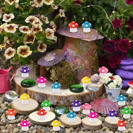DIYDEC 100pcs Mini Resin Mushroom 8 Colors Small Mushrooms Figures Tiny Resin Mushrooms Plastic Little Miniature Mushrooms Bulk for Dollhouse Decor Micro Fairy Garden Landscape Aquarium Tiny Toys