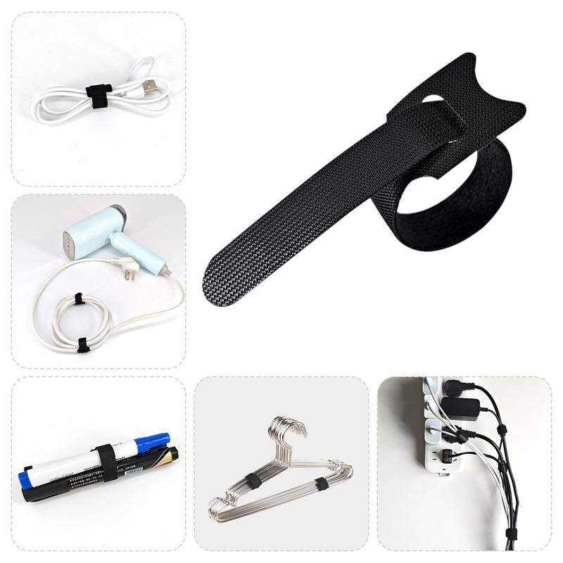 130-Pack Reusable Cable Management Straps, 6 Inch Self-Adhesive Hook &