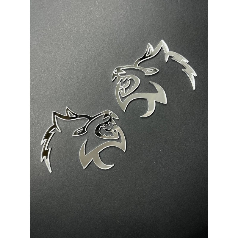 Emblem Badge Mirror Wolf Badges Emblem Car/Truck, (2) BADGES, Fender