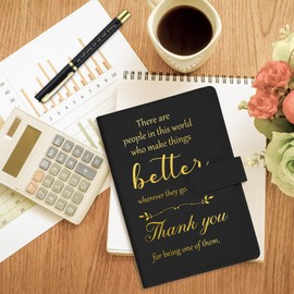 Sinmoe Employee Appreciation Gift Leather Notebook and Pen Set Inspirational Stationery Gift Set for Women Employee Volunteer Team Colleague Coworker Men Teacher Office (Black,Better)