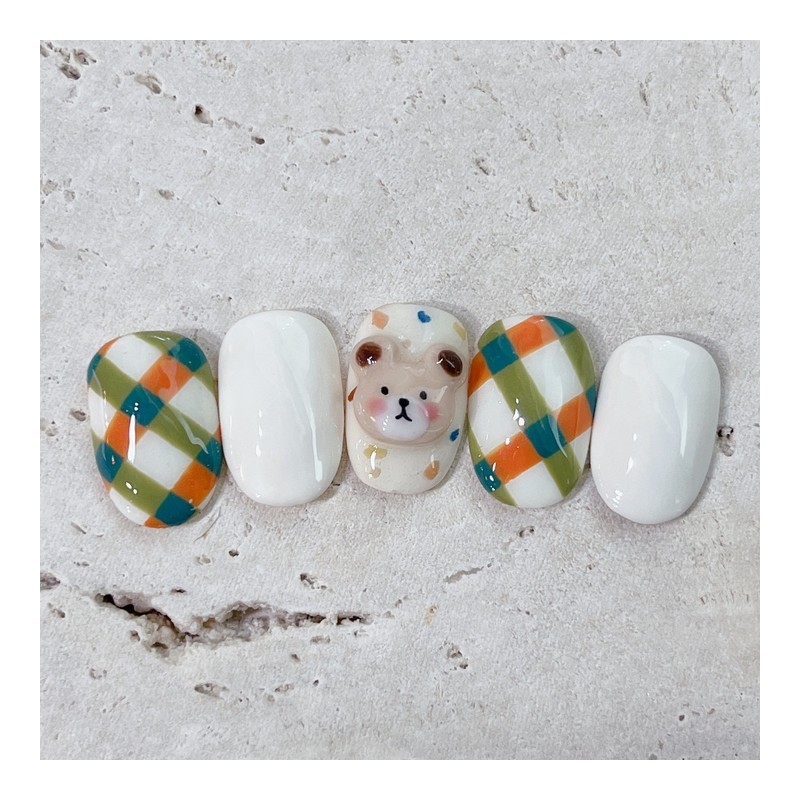 Cozy check bear - Oval / 포근체크곰뚱 - 오벌