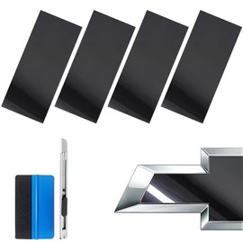 LZLRUN Ultra Gloss Premium Piano Black Vinyl Compatible with Bowtie Logo Wrap Stickers Cut-Your-Own Emblem Overlay DIY Decals for Chevy (11.8 Inch x 4 Inch) (Ultra Gloss Black)