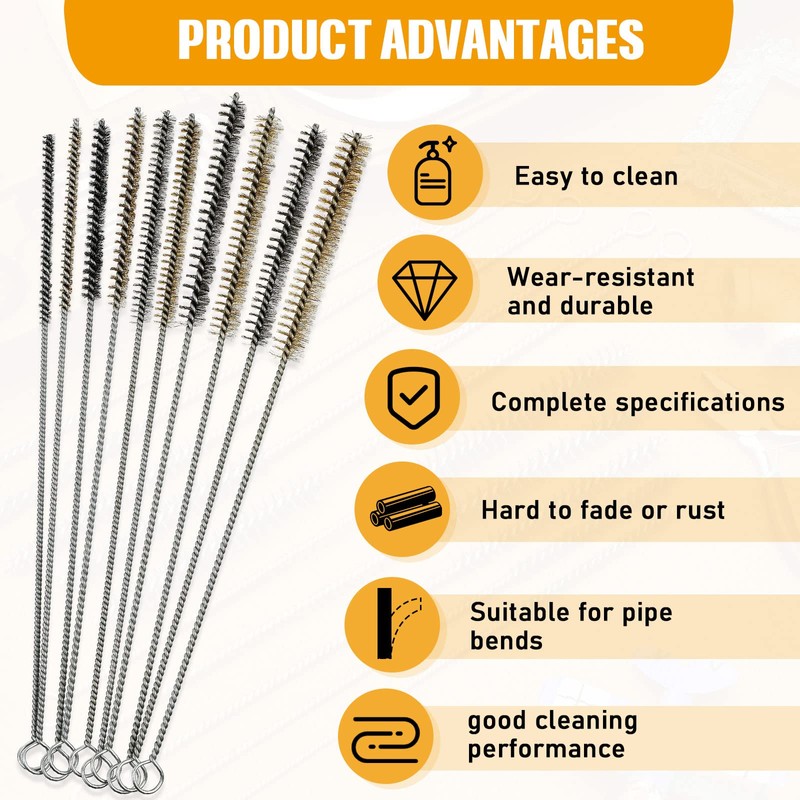 20 Pcs Wire Tube Brushes Bulk for Cleaning Pipe Tube
