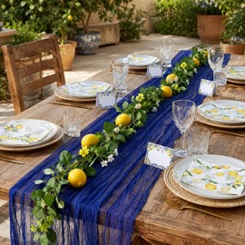 62 Pcs Amalfi Coast Party Decorations Lemon Party Set for 70" Table Decor