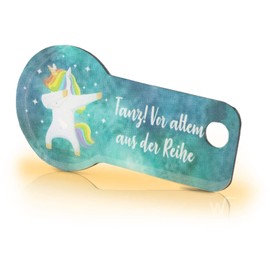 Code24 Dancing Unicorn Shopping Trolley Token Keyring with Shopping Chip and Key Finder, incl. Registration Code for Key Finding Service, Trolley Token with Tread Depth Gauge, Key Finder