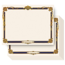 Award Certificate Paper, Gold Foil Blank Certificate Paper sheets 8.5 x 11 inches, Laser and Inkjet Printer Friendly,50 counts