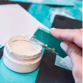 8pcs Black and White Chalk Paste with 3pcs Wood Slice and 2pcs Mini Squeegees, 1.7oz Chalk Paste Paint Screen Prin Ink Self Adhesive Stencil Paint on Wood, T-Shirt, Glass, Art Craft DIY Home Decor