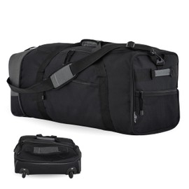 Travelers Club 32-Inch Collapsible Expandble Travel Rolling Duffel Bag, Black/Gray