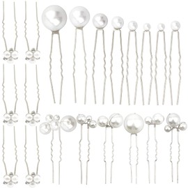 30 horquillas para el pelo de perlas de boda para novias, elegantes horquillas de perlas de diamantes de imitación, accesorios para el cabello para novias, damas de honor y mujeres (plata)