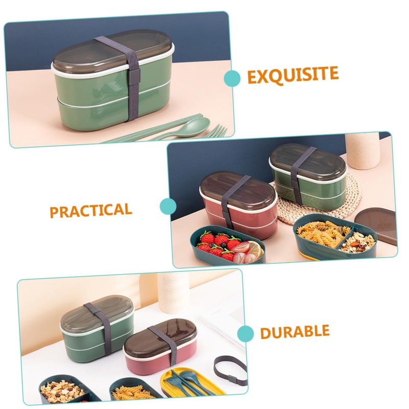 FUNOMOCYA 1Set Double Layer Bento Lunch Box for Portable Container