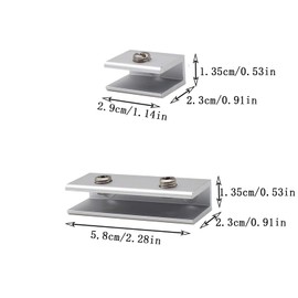 SUpoetry Pack of 12 Glass Clamps, Stainless Steel Glass Holder, Aluminium, Adjustable Glass Bracket, Glass Holder 6 to 8 mm, Sturdy Shelf Brackets for Glass and Wooden Floors