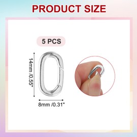PATIKIL Spring Oval Clip Pendant Clasp, 5Pcs Spring Ring Buckle Necklace Clasps and Closures Charm Clasp Necklace Bracelet Extender Connector for Jewelry Making (S, Silver)