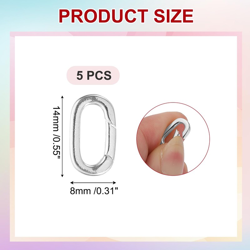 PATIKIL Spring Oval Clip Pendant Clasp, 5Pcs Spring Ring Buckle
