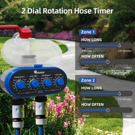 Yardeen Dual-Valve Hose Water Timer Sprinkler Timer Irrigation Controller Ball Valve