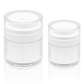 2 Pack Airless Pump Jars,1/1.7oz Pump Container for Cream,Moisturizer Container with Pump,Airless Pump Dispenser,Lotion Pump,Travel Size Containers for Toiletries,Cream Lotion,Moisturizer,Foundation